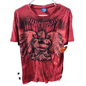Superman DC Comics Red Graphic T-Shirt Layered Long Sleeve Thermal Mens Med. NWT